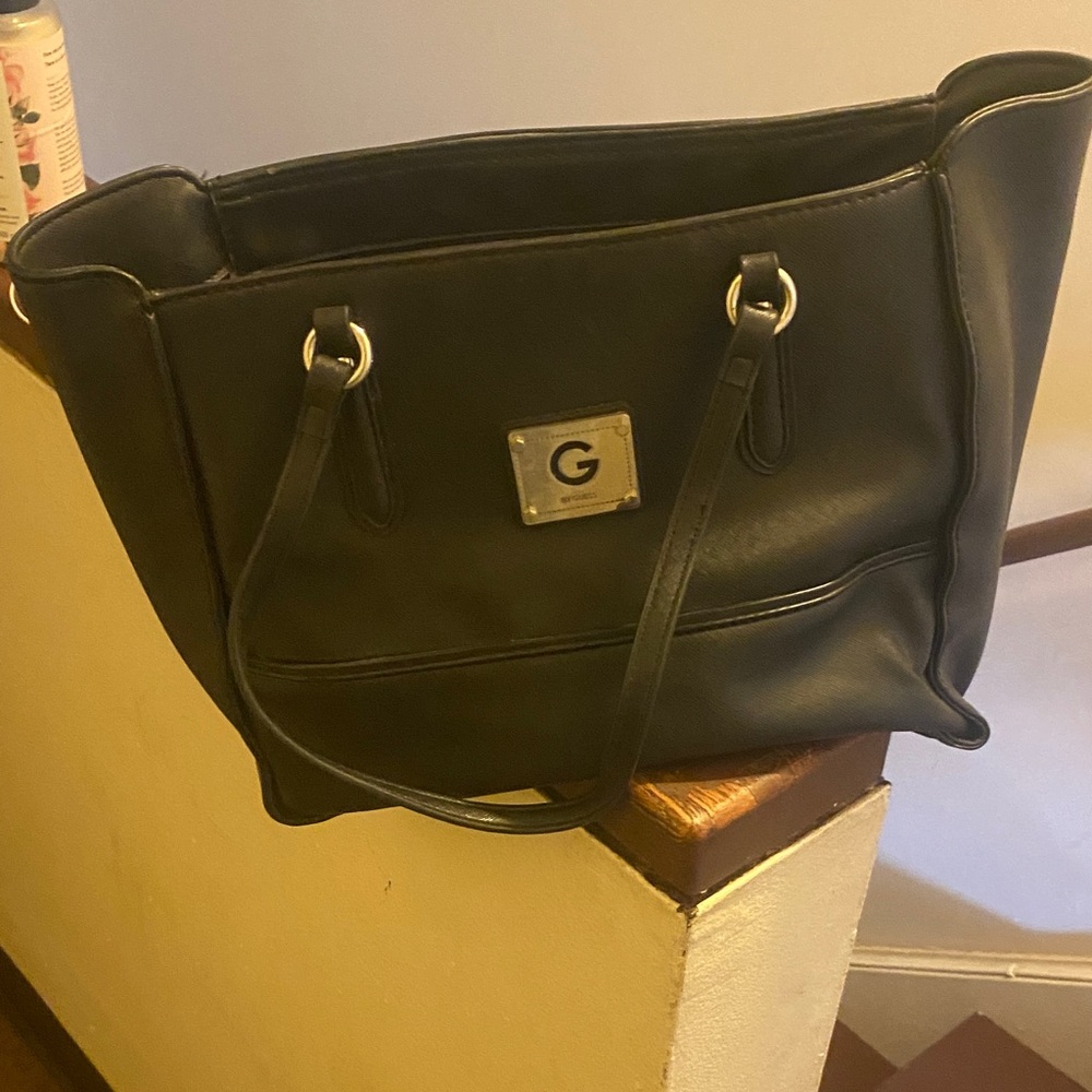 Guess Black Tote Bag with Silver Accents